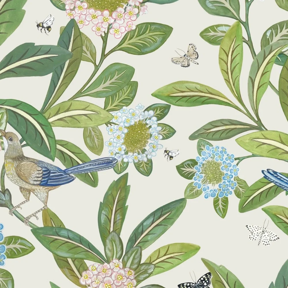 Milton & King Sunny Garden Wallpaper Roll A Bethany Linz Ivory BL055-I NEW